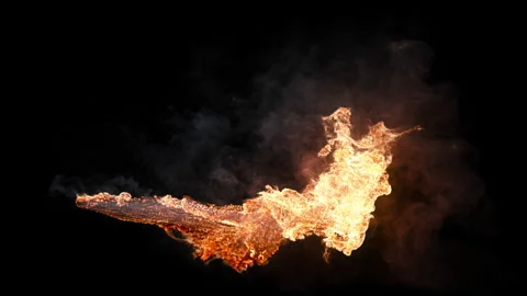 Fireball Meteor Explosion with Smoke Trail on Black Background Stock Footage 346175972