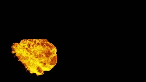 Fireball side view transition, black background Stock Footage 157585092
