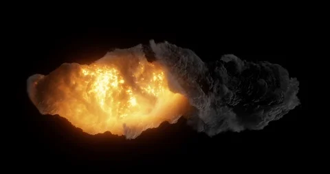 Fireball tornado, bright explosion with black clouds, smoke. Stock Footage 130021332