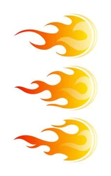 Fireballs. Set of vector fire design elements Stock Illustration