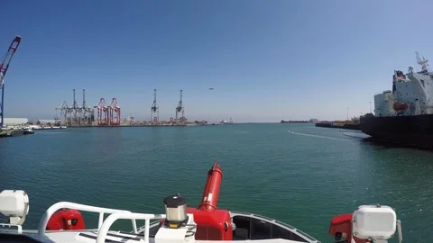 Fireboat Protector sailing on Port of Long Beach Stock Footage 116508348