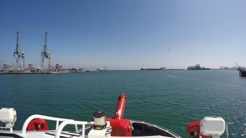 Fireboat Protector sailing on Port of Long Beach Stock Footage 116508495