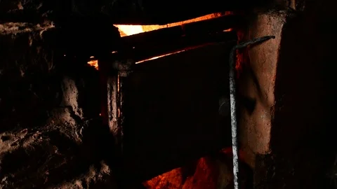 Firebox of an old stove Stock Footage 117479402