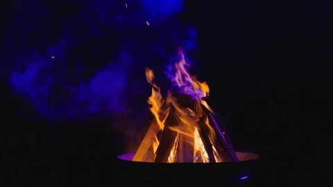Firebox with real fire Stock-Footage 126085224