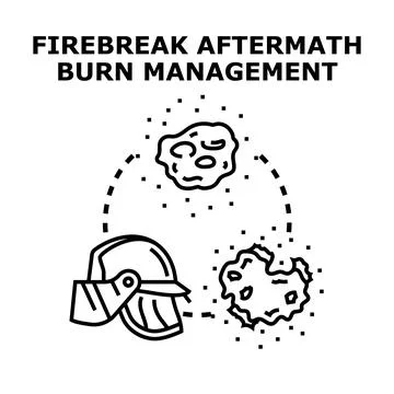Firebreak aftermath burn management concept illustrating injury and protectio 스톡 일러스트
