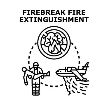 Firebreak and fire extinguishment efforts concept illustration Stock Illustration