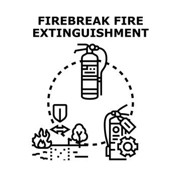 Firebreak creating safety and preventing forest fire spreading Stock Illustration