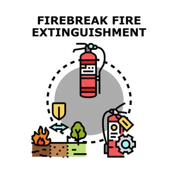 Firebreak creating safety and preventing forest fire spreading Stock Illustration