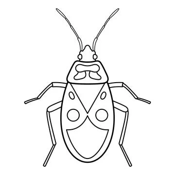 Firebug Beetle Outline Vector Illustration Stock Illustration