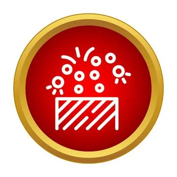 Firecracker exploding line icon on red button 库存插图