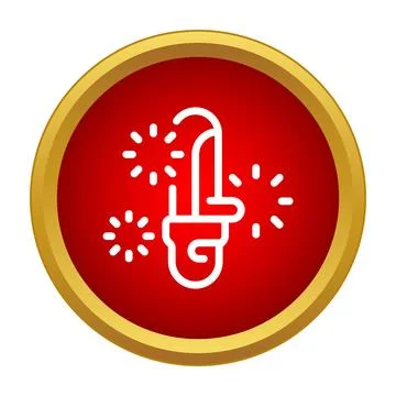 Firecracker exploding line icon on red background Иллюстрация