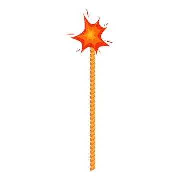 Firecracker exploding with orange sparkles and long fuse イラスト素材