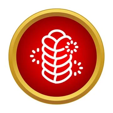 Firecracker icon featuring a red circle with a golden border Illustrazione stock