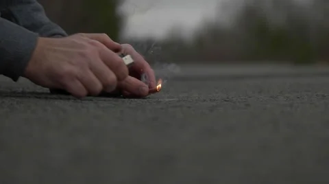 Firecracker Lit and Going Off in Slow Motion. Stock Footage 62791600