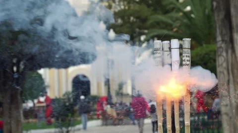 Firecracker Man Lighting Closeup Stock Footage 56553288