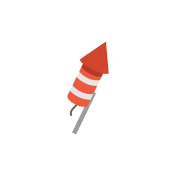 Firecracker or firework dynamite rocket, flat vector illustration isolated. 스톡 일러스트
