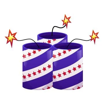 Firecracker painted with a pattern the flag of America, vector festive firework Stockillustratie