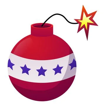Firecracker painted with a pattern the flag of America, vector round firework Illustrazione stock