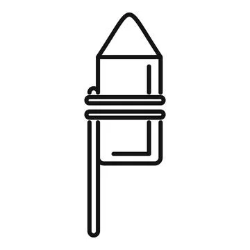 Firecracker rocket with burning wick line icon, celebration concept Stock Illustration