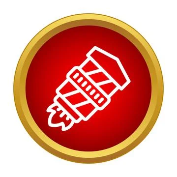 Firecracker rocket exploding celebration icon on red background 스톡 일러스트