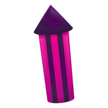 Firecracker rocket, pink with stripes, pyrotechnic equipment. Stock Illustration