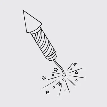 Firecracker Rocket with Stars Illustrazione stock