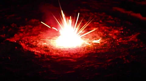 Firecracker rose, spinning on the ground and throws sparks Stock Footage 62502813