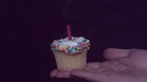 Firecracker on top of cup cake explodes Vídeos de archivo 12586544