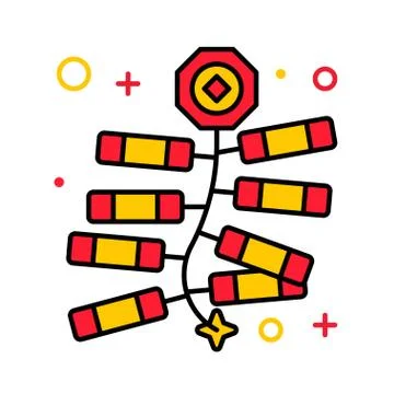 Firecracker vector, Chinese New year filled icon Stock Illustration