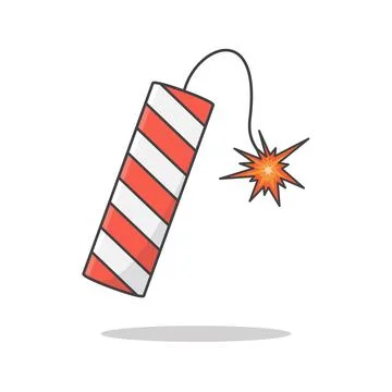 Firecracker Vector Icon Illustration. Sparkler Flat Icon Stock Illustration