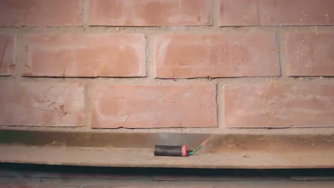 Firecracker Was Lighted Up and Explode - Super SlowMo Stock Footage 144852613