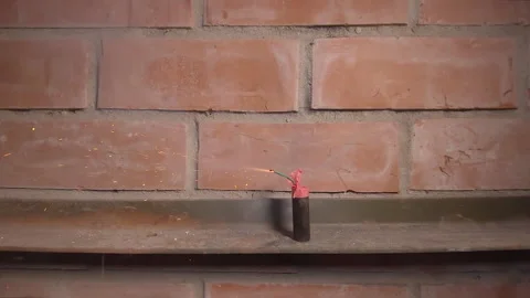 Firecracker Was Lighted Up and Explode - Super SlowMo Stock Footage 148332030