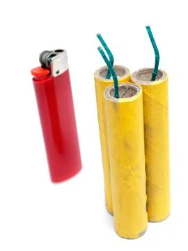 Firecrackers and lighter Stock Photos
