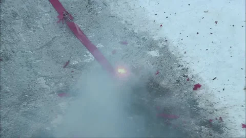 Firecrackers burning and exploding on the ground Stock Footage 252482014