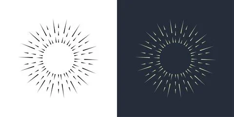 Firecrackers. Colorful radial firework linear sun icons. Vintage sunburst set. 스톡 일러스트