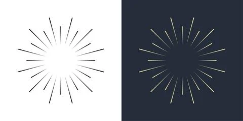 Firecrackers. Colorful radial firework linear sun icons. Vintage sunburst set. 스톡 일러스트