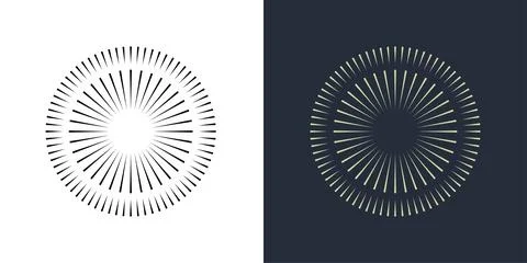 Firecrackers. Colorful radial firework linear sun icons. Vintage sunburst set. 스톡 일러스트