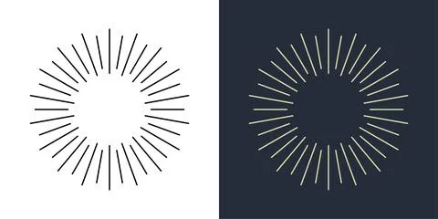 Firecrackers. Colorful radial firework linear sun icons. Vintage sunburst set. 스톡 일러스트