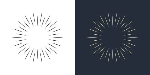 Firecrackers. Colorful radial firework linear sun icons. Vintage sunburst set. 스톡 일러스트