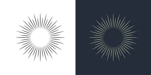 Firecrackers. Colorful radial firework linear sun icons. Vintage sunburst set. 库存插图