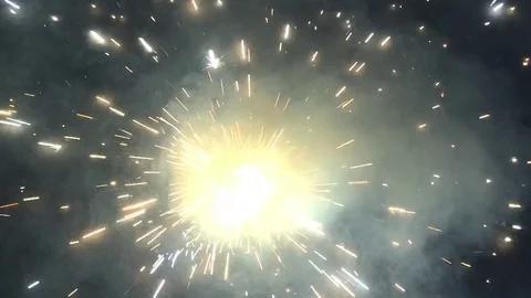 Firecrackers on the eve of New Year Stock Footage 98177871