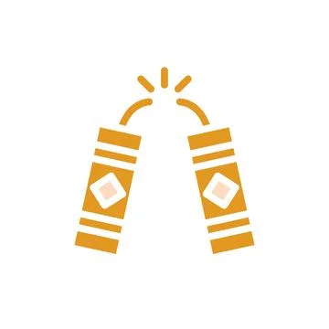 Firecrackers icon solid orange yellow colour chinese new year symbol perfect. Illustrazione stock