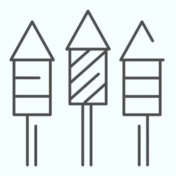 Firecrackers thin line icon. Striped fireworks vector illustration isolated on Illustrazione stock