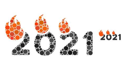 Fired 2021 Year Composition of Round Points イラスト素材
