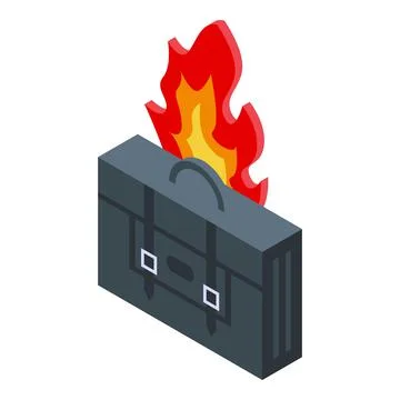 Fired briefcase icon isometric vector. Rush work Illustrazione stock