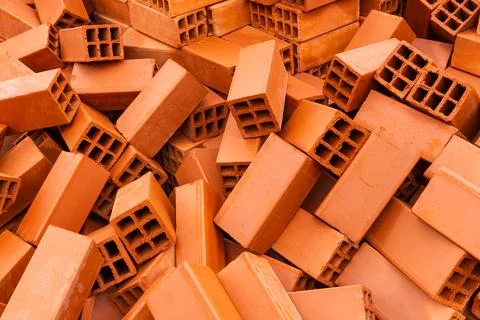 FIRED CLAY BRICKS VERY USED IN THE CONSTRUCTION Stock Photos
