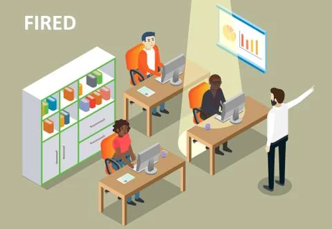 Fired concept vector isometric illustration Illustrazione stock