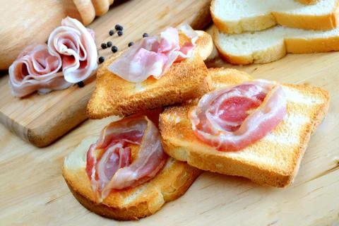 Fired egg with bacon Stock Photos