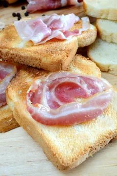 Fired egg with bacon Stock Photos