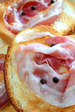 Fired egg with bacon Stock Photos